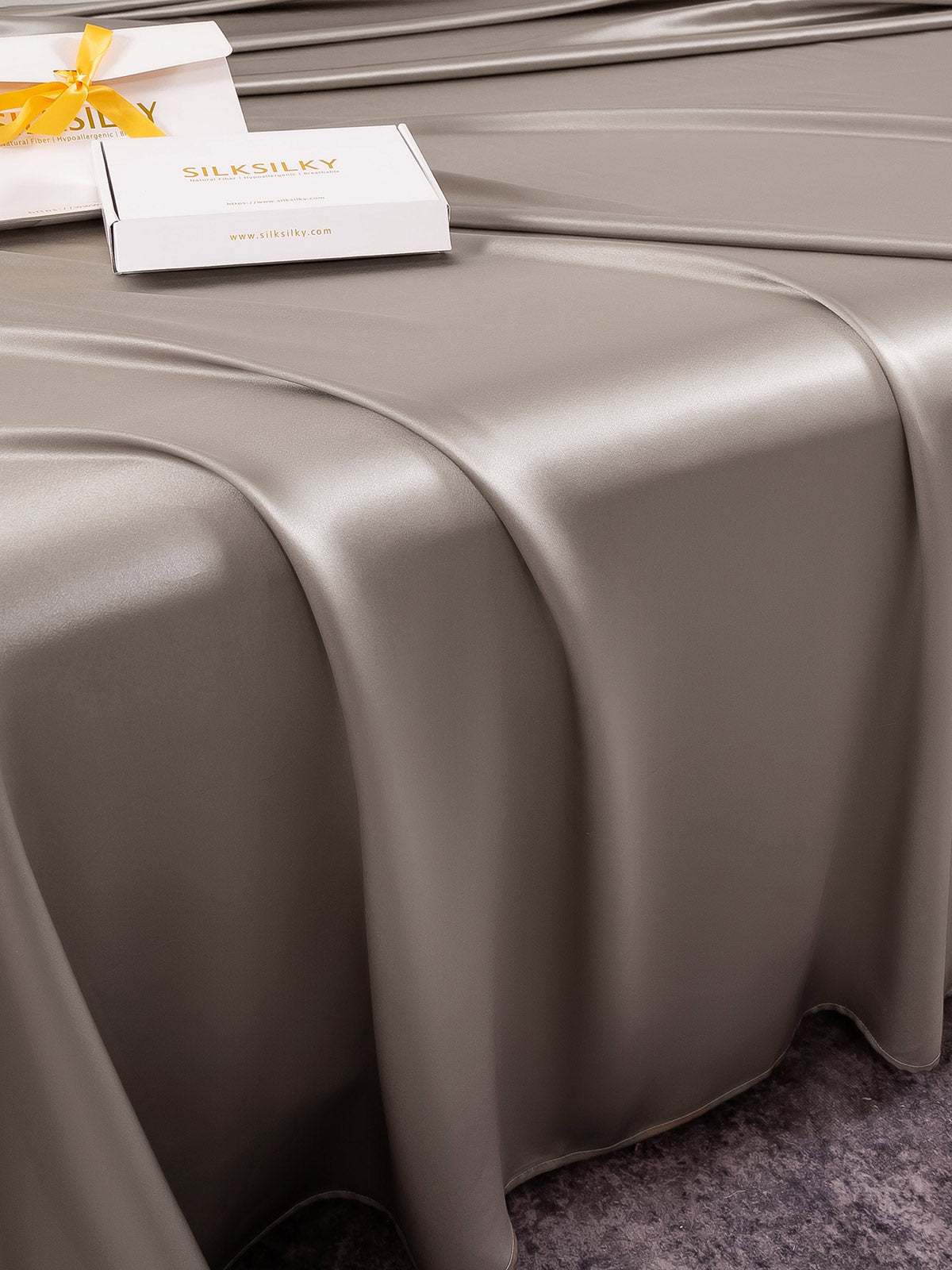 [Grå] SilkSilky-SE 25Momme Rent Silke Bedding Set 004