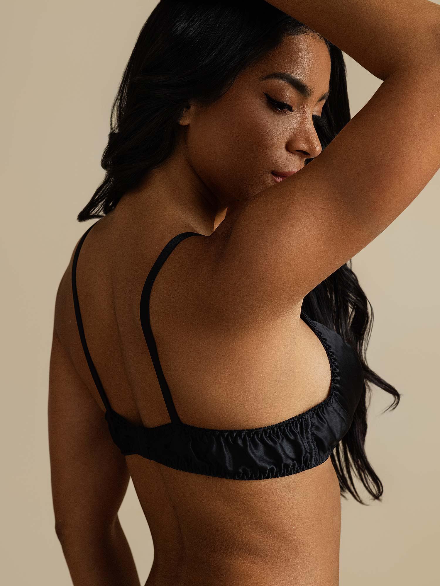 [Svart] SilkSilky-SE Rent Silke Bra 005,