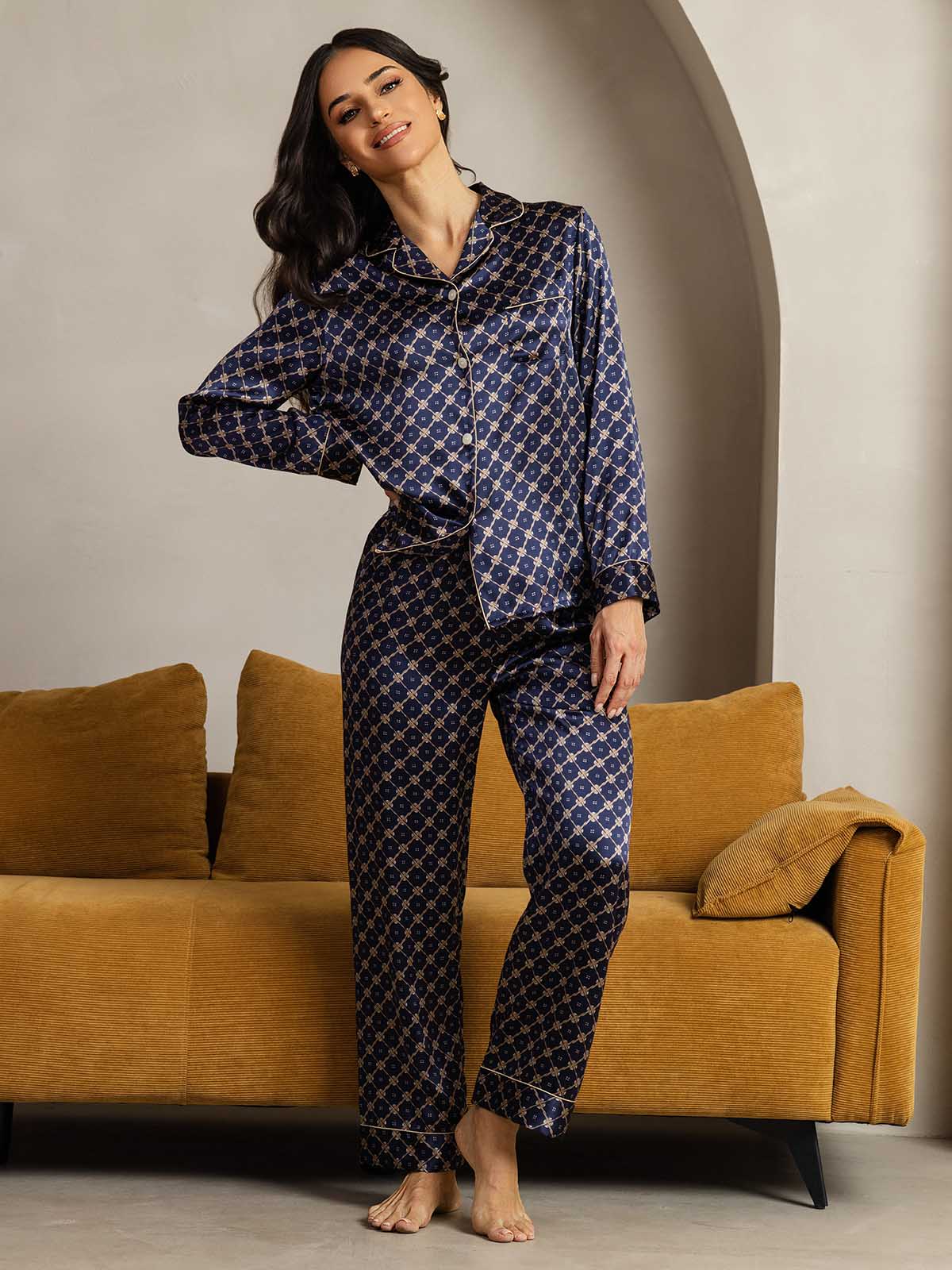 [Marin Kedja] SilkSilky-SE Long Sleeve Lapel Collar Dam Pyjama 002