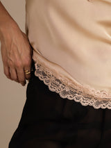 [Champagne] SilkSilky-SE Spaghetti Strap V Neck Cami Toppar 005