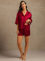 [Vin] SilkSilky-SE 19Momme Hårärm Notchkrage Dam Pyjama 003