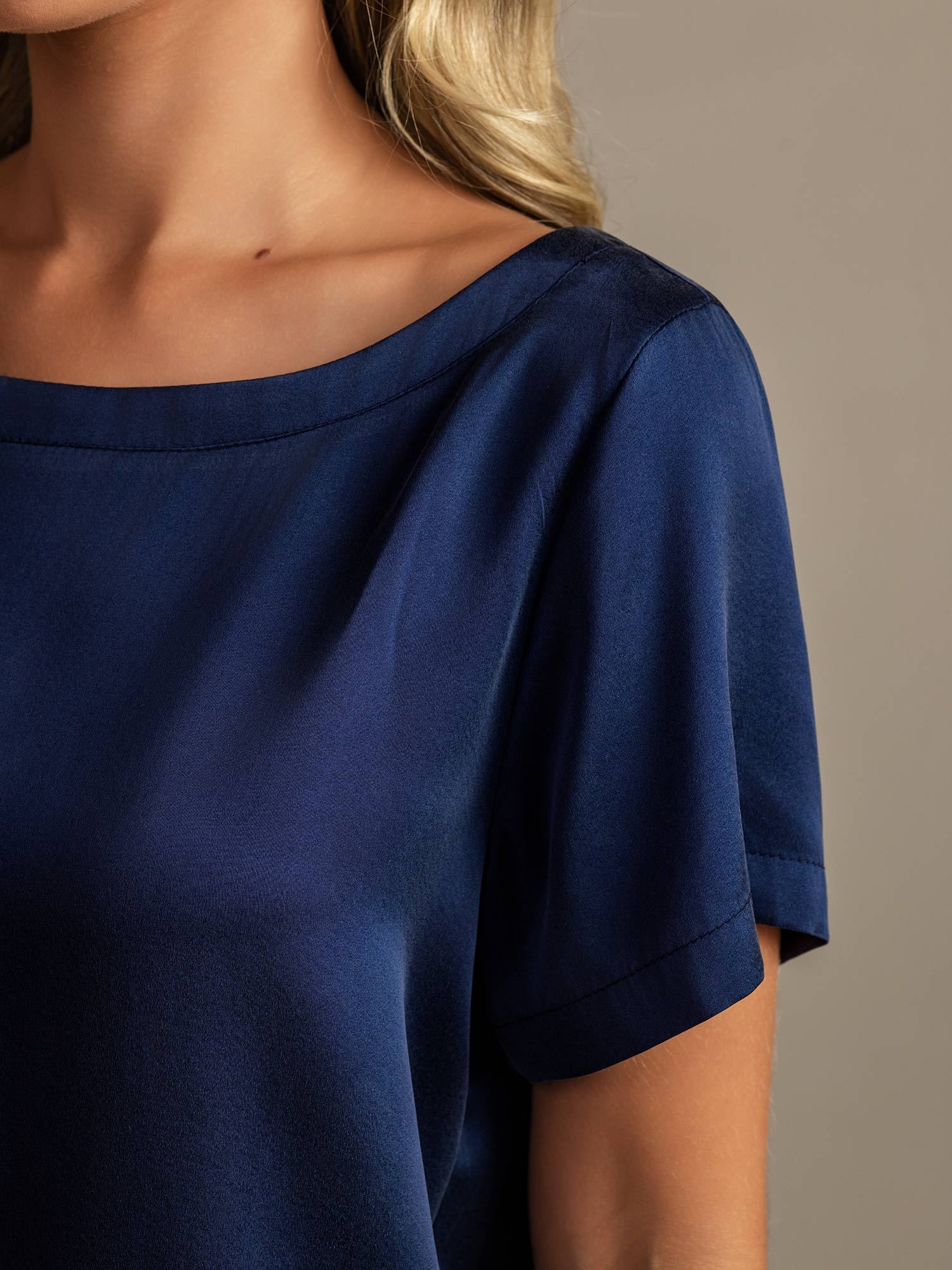 [Mörkblå] SilkSilky-SE 19Momme Silke Womens Pajamas 004,