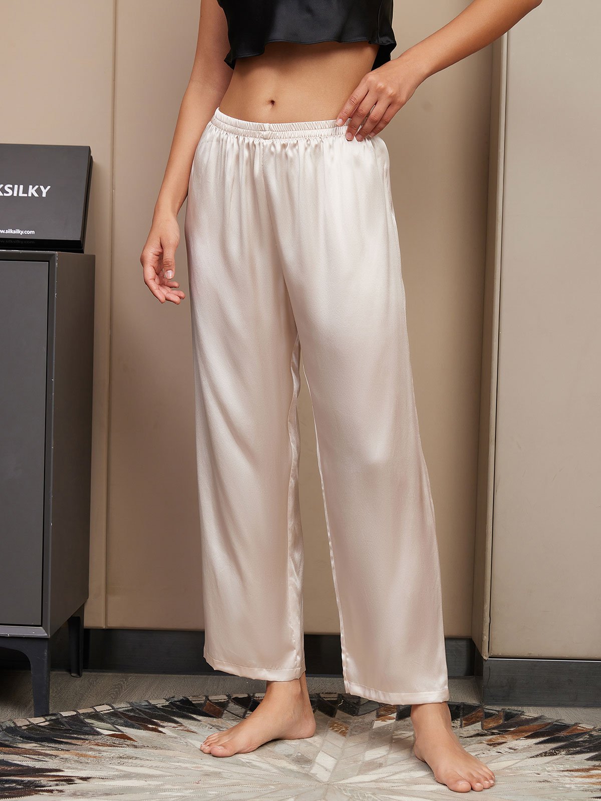 [Ljusbeige] SilkSilky-SE Rent Silke Womens Sleep Bottoms 004