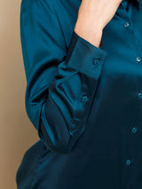 [Kungsblått] SilkSilky-SE Long Sleeve Lapel Collar Damskjorta 003