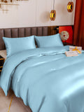 SilkSilky SE 19Momme Rent Silke Bedding Set Ljusblå 004