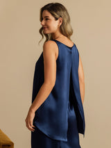 [Mörkblå] SilkSilky-SE Sleeveless Scoop Neck Cami Toppar 003