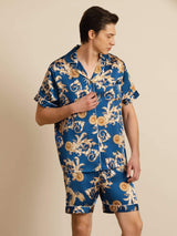[Navy Drake] SilkSilky-SE Short Sleeve Notchkrage Herr Pyjama 001