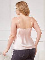 [Rosa] SilkSilky-SE Spaghetti Rem V Ringning Plus Storlek Cami Toppar 002