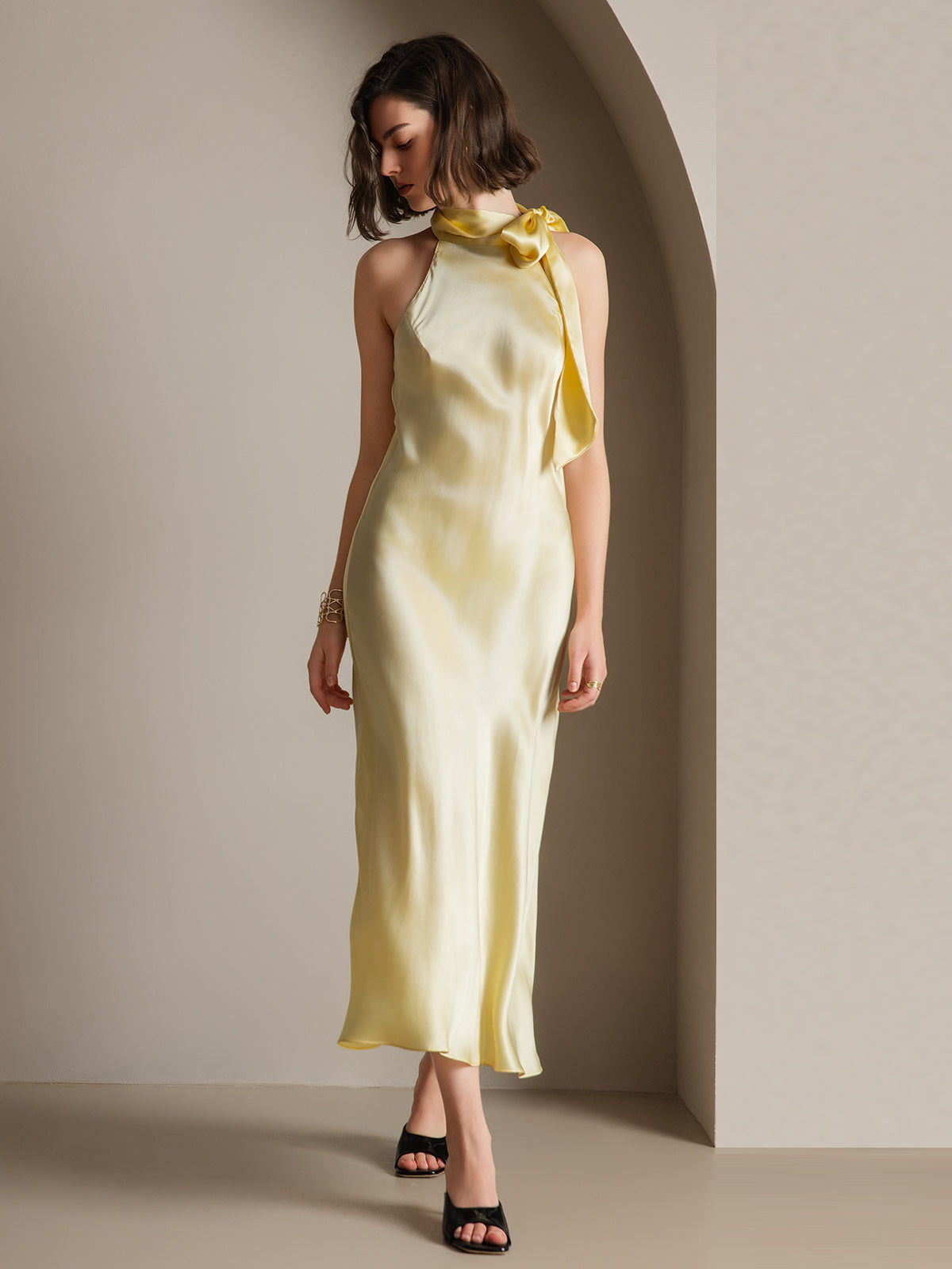 [Ljusgul] SilkSilky-SE 19Momme Silke Dress 008