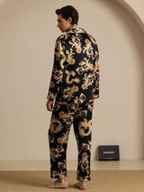 [Svart Drake] SilkSilky-SE Long Sleeve Notchkrage Herr Pyjama 002