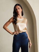 [Champagne] SilkSilky-SE Sleeveless Round Neck Cami Toppar 003