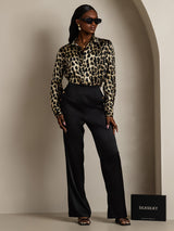[Leopard] SilkSilky-SE Long Sleeve Lapel Collar Damskjorta 008
