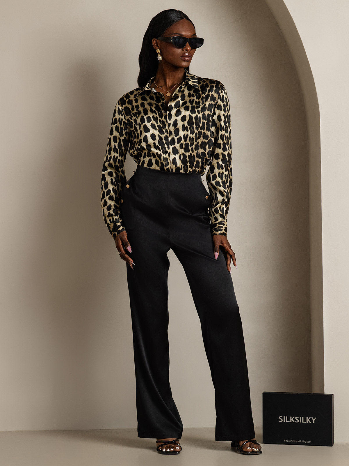 [Leopard] SilkSilky-SE Silke Krage Damskjorta 006