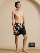 [Svart] SilkSilky-SE 19Momme Mens Sleep Bottoms 005