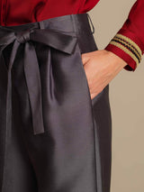[Grå] SilkSilky-SE 32Momme Silk-Wool Blend Womens Pants 004