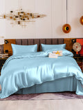 SilkSilky SE 19Momme Rent Silke Bedding Set Ljusblå 002