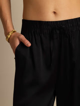 [Svart] SilkSilky-SE 19Momme Womens Pants 006