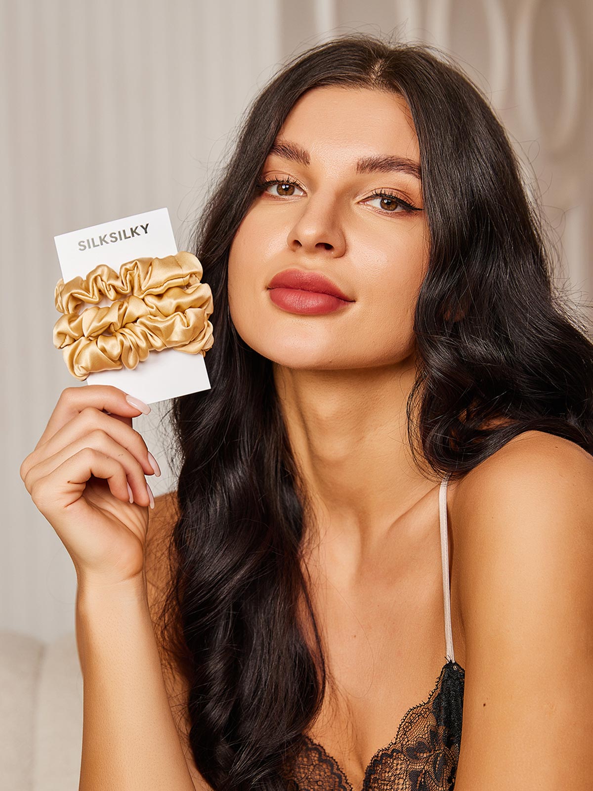 [Champagne] SilkSilky-SE 19Momme Rent Silke Scrunchie 002