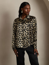 [Leopard] SilkSilky-SE Long Sleeve Lapel Collar Damskjorta 004
