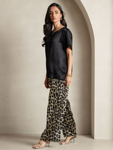 [Multi] SilkSilky-SE Rent Silke Kort Ärm Round Neck Dam Pyjama 009