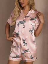 [Rosa Zebra] SilkSilky-SE Short Sleeve Lapel Collar Dam Pyjama 004