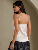 [Beige] SilkSilky-SE Spaghetti Strap Cowl Neck Cami Toppar 002