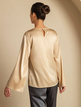 [Champagne] SilkSilky-SE Long Sleeve Boat Neck Blus 002