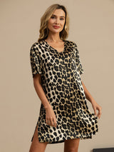 [Leopard] SilkSilky-SE Half Sleeve V Neck Nattlinne 001