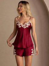 [Vin] SilkSilky-SE Spaghetti Strap V Neck Camisole Set 004