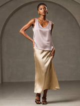 [Skugggrå] SilkSilky-SE Sleeveless V Neck Cami Toppar 002