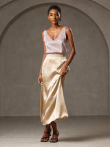 [Skugggrå] SilkSilky-SE Sleeveless V Neck Cami Toppar 006