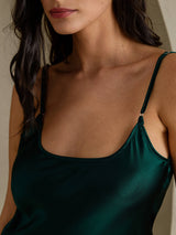 [Mörkgrön] SilkSilky-SE Spaghetti Strap V Neck Nattlinne 004