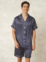 [Marin Ginkgo] SilkSilky-SE Kort Ärm Notchkrage Herr Pyjama 001