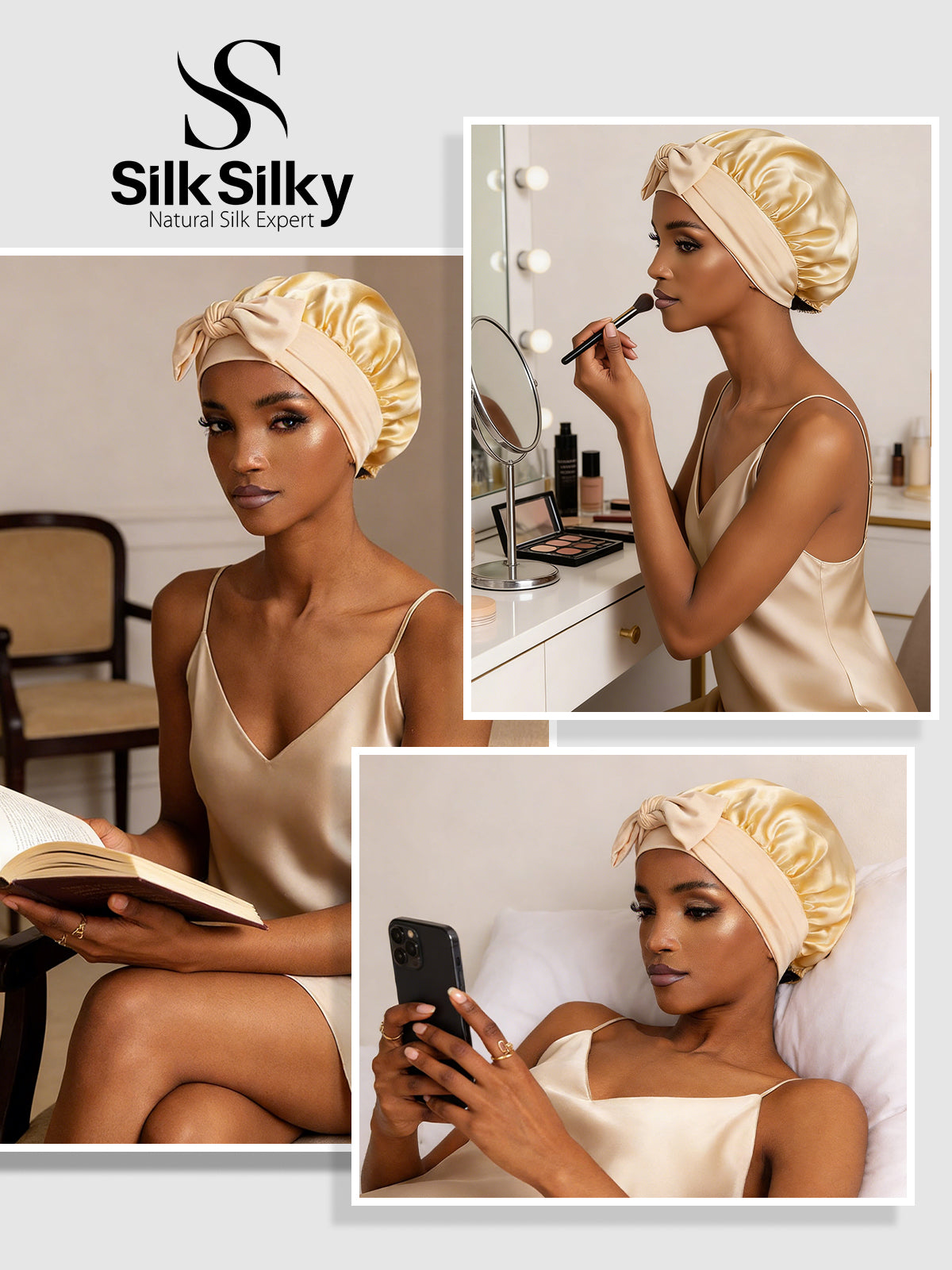 [Champagne] SilkSilky-SE Rent Silke Sleep Cap 005