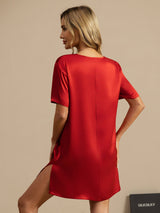 [Vin] SilkSilky-SE Half Sleeve V Neck Nattlinne 002