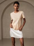 SilkSilky SE Silke Stickad Kort Ärm Womens T Shirt Beige 003