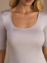[Ljusgrå] SilkSilky-SE Half Sleeve Dam T-Shirt 004