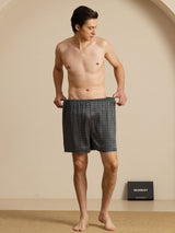 [Svart Ginkgo] SilkSilky-SE Men's Sleep Shorts 007