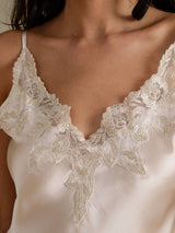 [Beige] SilkSilky-SE Spaghetti Strap V Neck Camisole Set 004