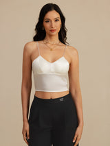 [Vit] SilkSilky-SE Spaghetti Strap V Neck Cami Toppar 003