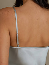 [Gråblå] SilkSilky-SE Spaghetti Strap V Neck Cami Toppar 005