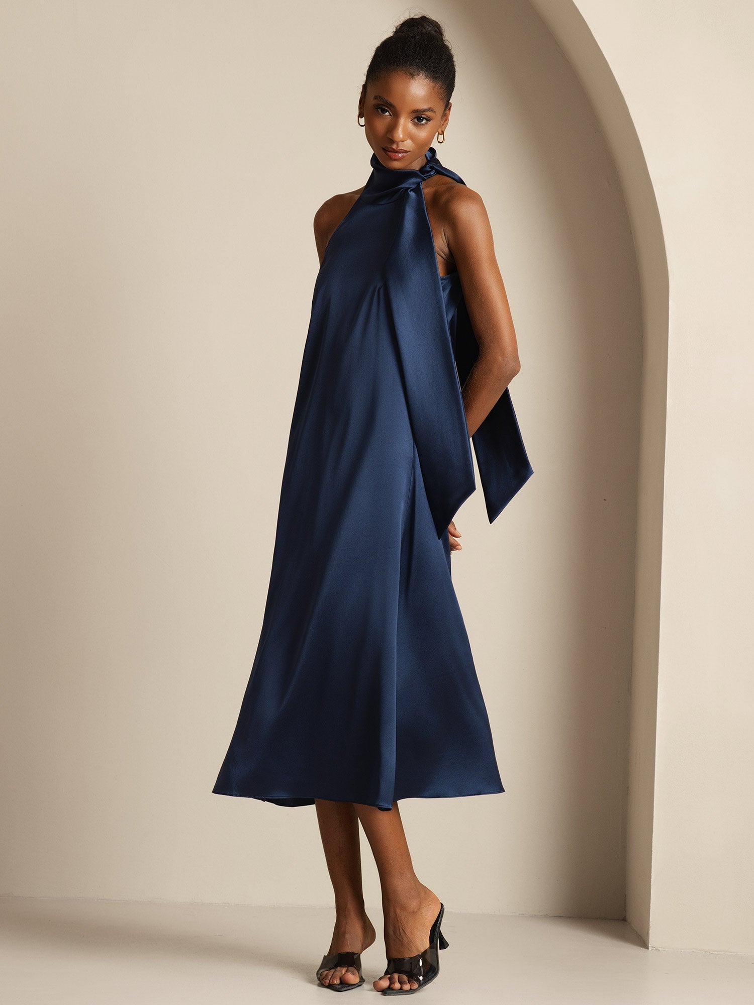 [Mörkblå] SilkSilky-SE 19Momme Silke Dress 003,