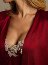 [Vin] SilkSilky-SE 3/4 Sleeve V Neck Dam Nattlinne&Morgonrock Set 004