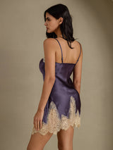 [Lila Grå] SilkSilky-SE Spaghetti Strap V Neck Nattlinne 009
