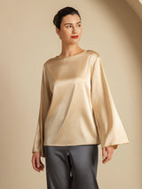[Champagne] SilkSilky-SE Long Sleeve Boat Neck Blus 004