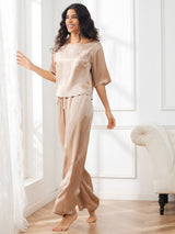 [Champagne] SilkSilky-SE Half Sleeve Round Neck Dam Pyjama 004