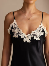 [Svart] SilkSilky-SE Spaghetti Strap V Neck Klänning 004