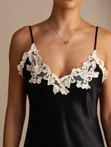 [Svart] SilkSilky-SE Spaghetti Strap V Neck Klänning 004