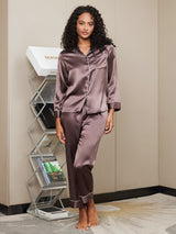 [Kaffe] SilkSilky-SE Long Sleeve Lapel Collar Dam Pyjama 003