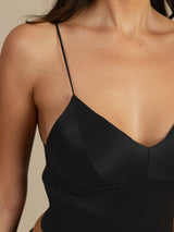 [Svart] SilkSilky-SE Spaghetti Strap V Neck Cami Toppar 004